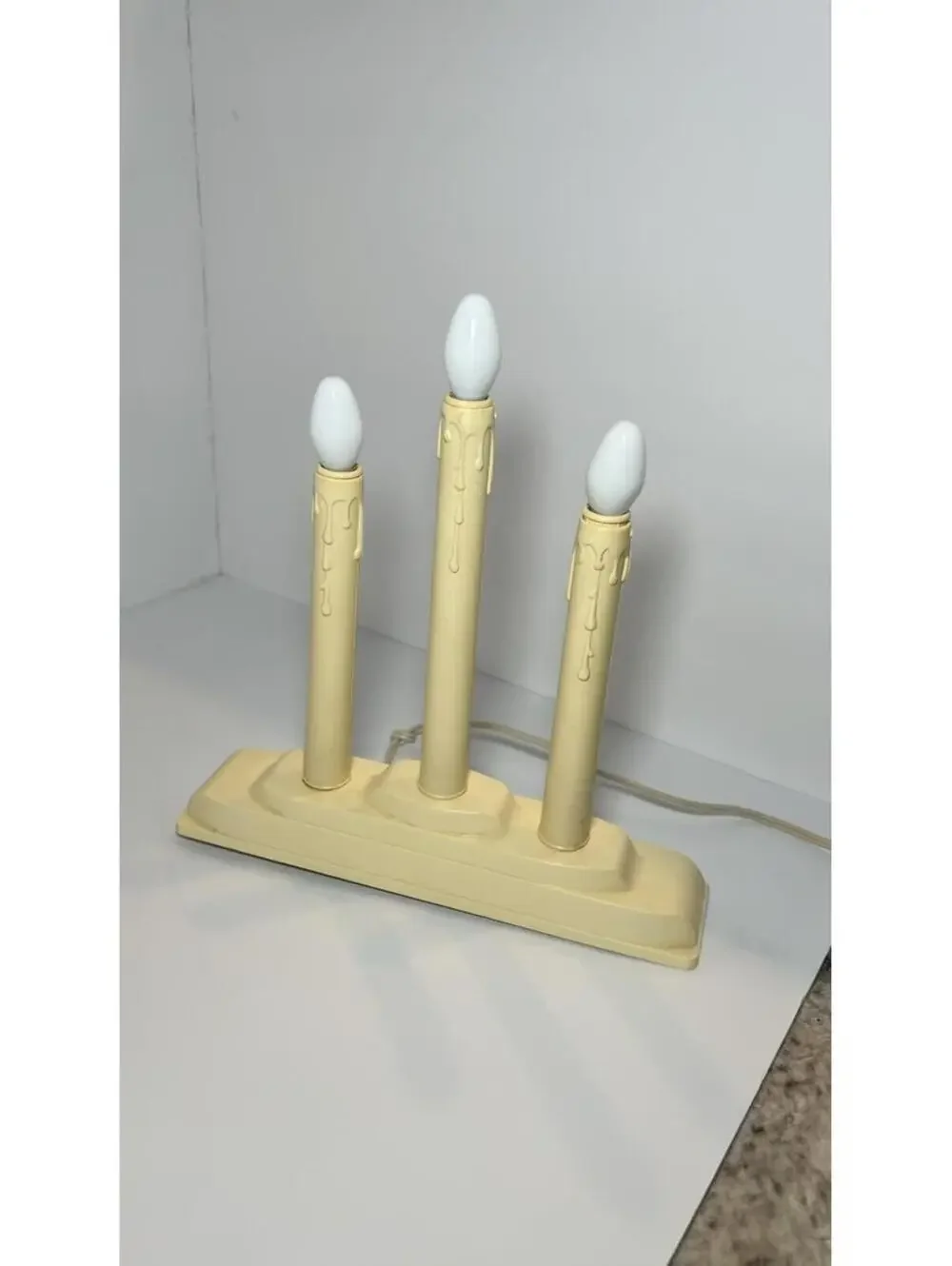 Pair Of Vintage 3-Light Candolier Electric Christmas Candle Window Candle